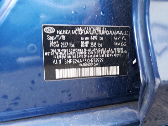 5NPE24AF3KH739797 - 2019 HYUNDAI SONATA SE BLUE photo 13