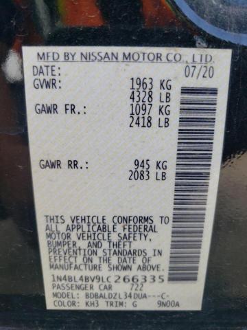 1N4BL4BV9LC266335 - 2020 NISSAN ALTIMA S BLACK photo 12