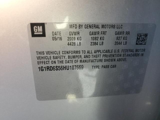 1G1RD6S56HU107669 - 2017 CHEVROLET VOLT PREMIER SILVER photo 13