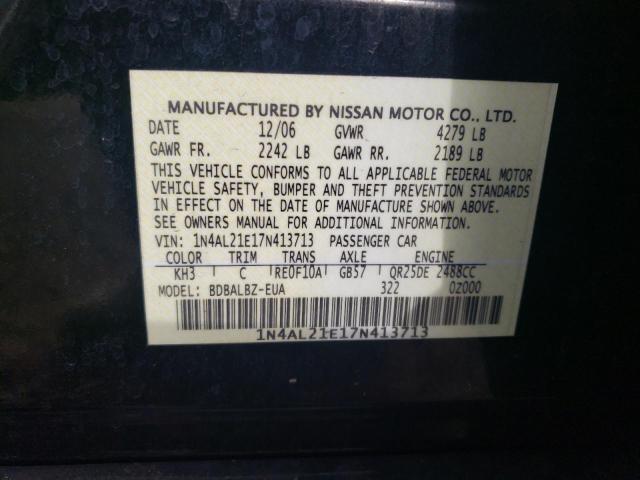 1N4AL21E17N413713 - 2007 NISSAN ALTIMA 2.5 BLACK photo 12