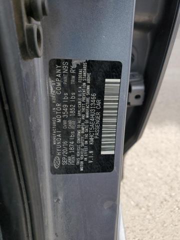 KMHCT5AE4HU313466 - 2017 HYUNDAI ACCENT SE GRAY photo 12