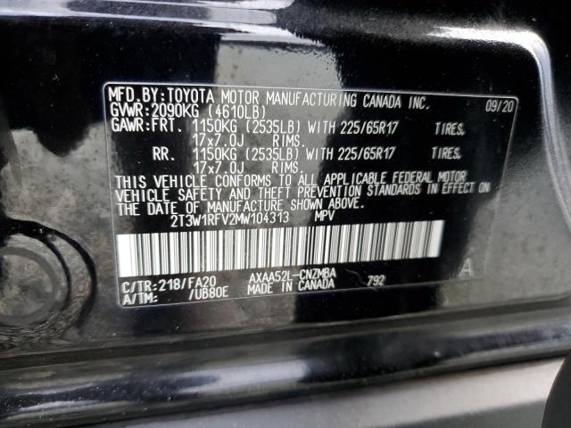 2T3W1RFV2MW104313 - 2021 TOYOTA RAV4 XLE BLACK photo 13