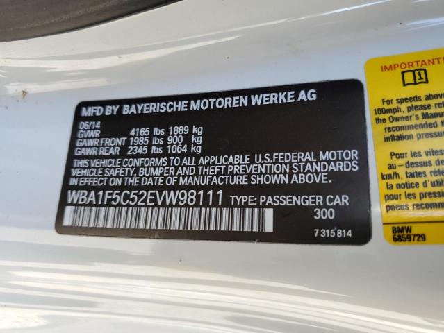 WBA1F5C52EVW98111 - 2014 BMW 228 I WHITE photo 12