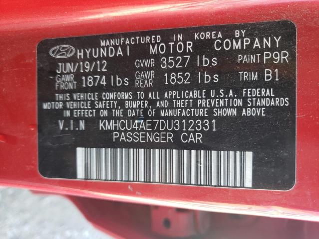 KMHCU4AE7DU312331 - 2013 HYUNDAI ACCENT GLS RED photo 12