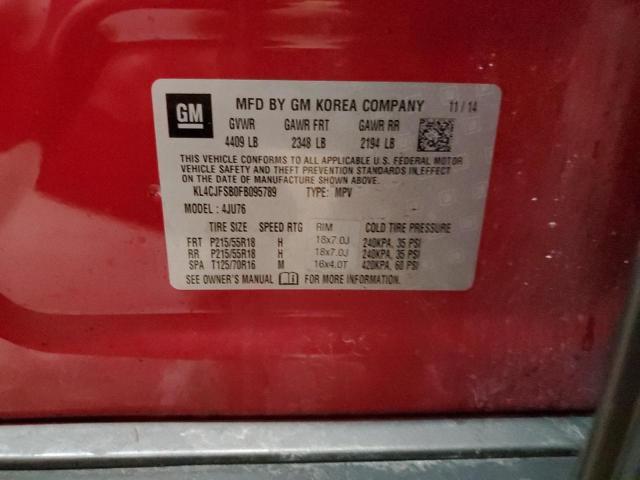 KL4CJFSB0FB095789 - 2015 BUICK ENCORE CONVENIENCE 勃艮第红 照片 12