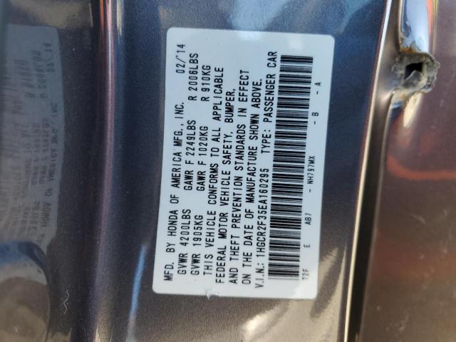 1HGCR2F35EA160295 - 2014 HONDA ACCORD LX CHARCOAL photo 12