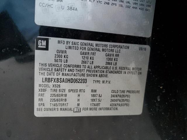 LRBFXBSA0HD062203 - 2017 BUICK ENVISION ESSENCE BLACK photo 13