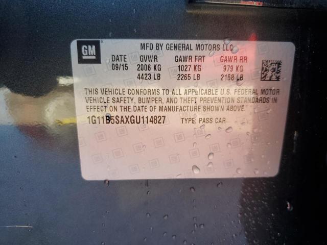 1G11B5SAXGU114827 - 2016 CHEVROLET MALIBU LIM LS შავი ფოტო 12