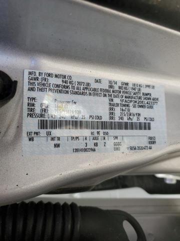 1FADP3K20EL423377 - 2014 FORD FOCUS SE SILVER photo 12