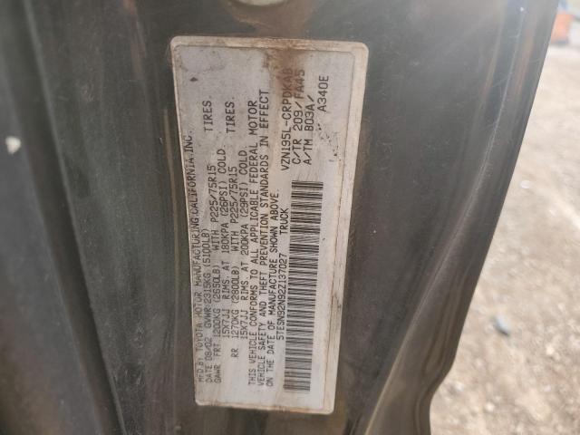 5TESN92N92Z137027 - 2002 TOYOTA TACOMA XTRACAB PRERUNNER 黑色 照片 12