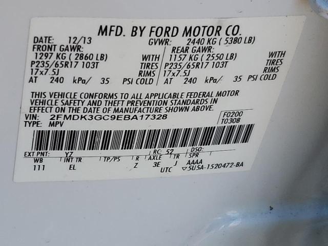 2FMDK3GC9EBA17328 - 2014 FORD EDGE SE WHITE photo 13