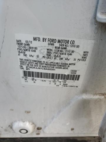 2FMDK3J97CBA95391 - 2012 FORD EDGE SEL WHITE photo 12