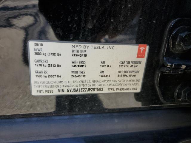 5YJSA1E27JF281593 - 2018 TESLA MODEL S BLACK photo 13