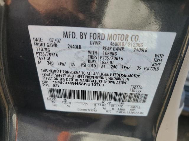 1FMCU49H58KB10703 - 2008 FORD ESCAPE HEV GRAY photo 12