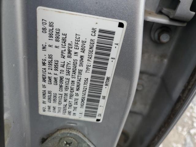 1HGCM56147A217054 - 2007 HONDA ACCORD VALUE GRAY photo 12