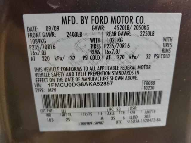 1FMCU0DG8AKA52857 - 2010 FORD ESCAPE XLT GRAY photo 13