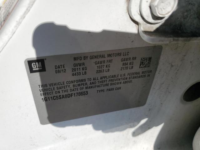 1G11C5SA8DF178653 - 2013 CHEVROLET MALIBU 1LT Ақ фото 12