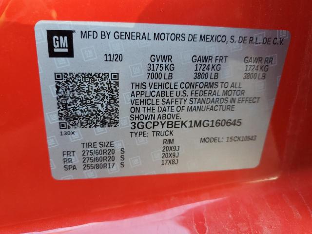 3GCPYBEK1MG160645 - 2021 CHEVROLET SILVERADO K1500 CUSTOM RED photo 13