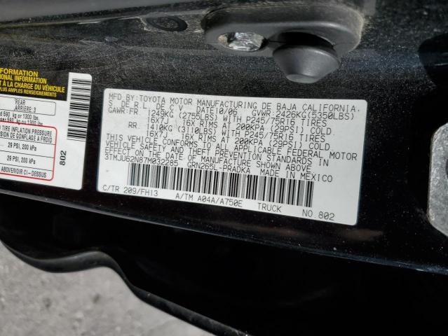 3TMJU62N87M032285 - 2007 TOYOTA TACOMA DOUBLE CAB PRERUNNER BLACK photo 12