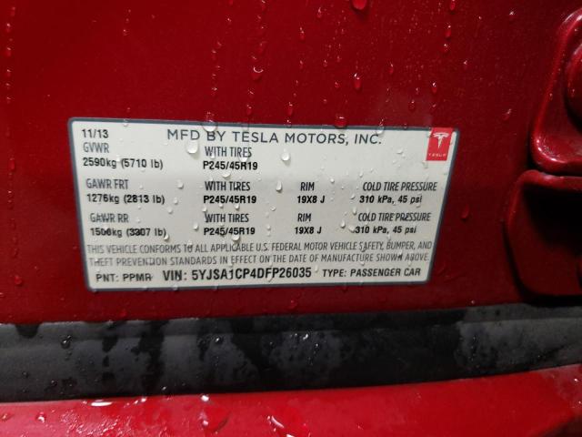 5YJSA1CP4DFP26035 - 2013 TESLA MODEL S RED photo 13