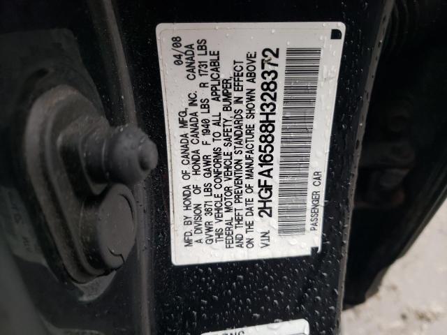 2HGFA16588H328372 - 2008 HONDA CIVIC LX BLACK photo 12