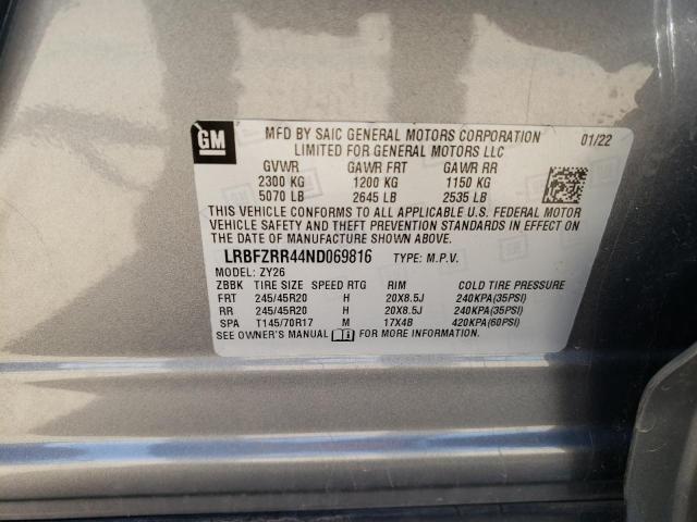 LRBFZRR44ND069816 - 2022 BUICK ENVISION AVENIR GRAY photo 13