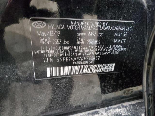 5NPE24AF7KH795452 - 2019 HYUNDAI SONATA SE BLACK photo 12