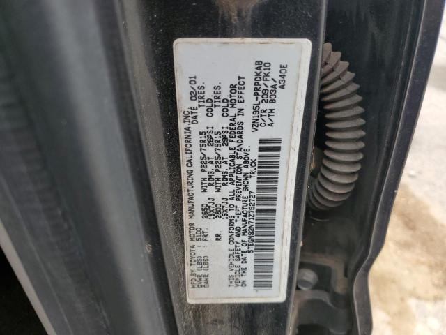 5TEGN92N71Z792727 - 2001 TOYOTA TACOMA DOUBLE CAB PRERUNNER BLACK photo 12