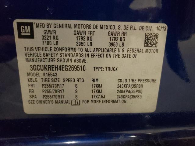 3GCUKREH4EG269510 - 2014 CHEVROLET 1500 K1500 LT BLUE photo 12