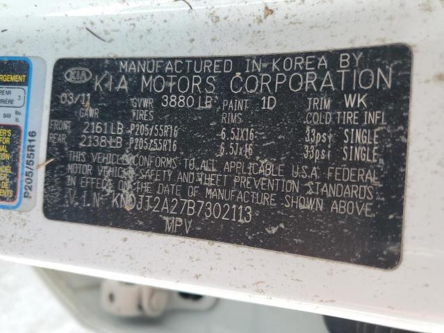 KNDJT2A27B7302113 - 2011 KIA SOUL + WHITE photo 13
