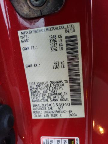 1N4AL2EP8AC154040 - 2010 NISSAN ALTIMA S RED photo 13