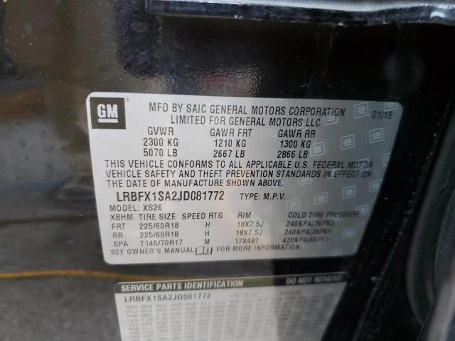 LRBFX1SA2JD081772 - 2018 BUICK ENVISION ESSENCE შავი ფოტო 13