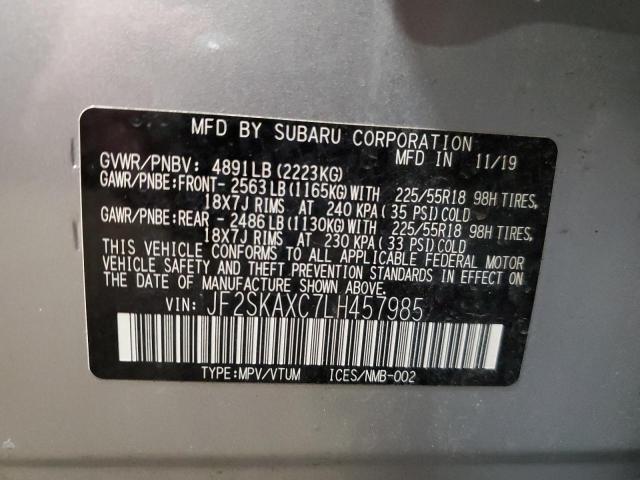 JF2SKAXC7LH457985 - 2020 SUBARU FORESTER TOURING ნაცრისფერი ფოტო 13