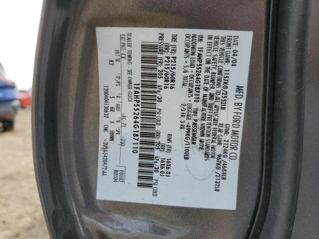 1FAHP55264G187110 - 2004 FORD TAURUS SES GRAY photo 12