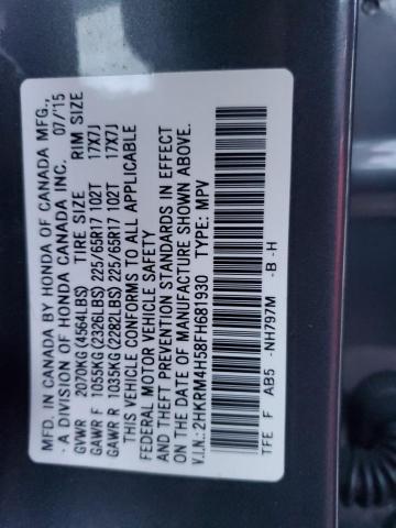 2HKRM4H58FH681930 - 2015 HONDA CR-V EX GRAY photo 12