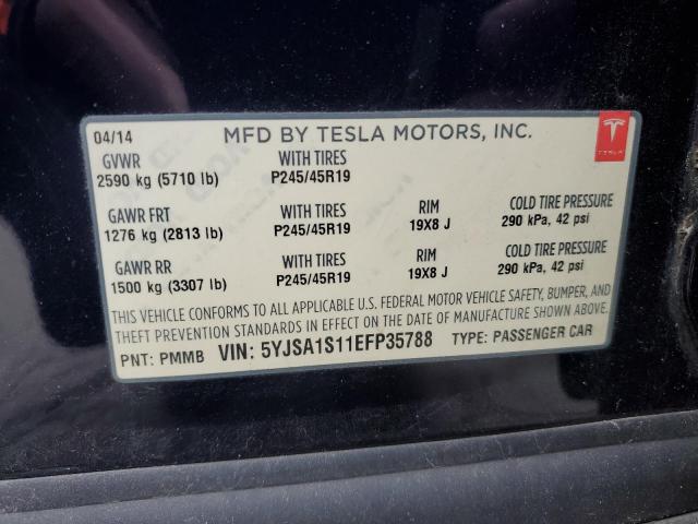 5YJSA1S11EFP35788 - 2014 TESLA MODEL S Mavi foto 12