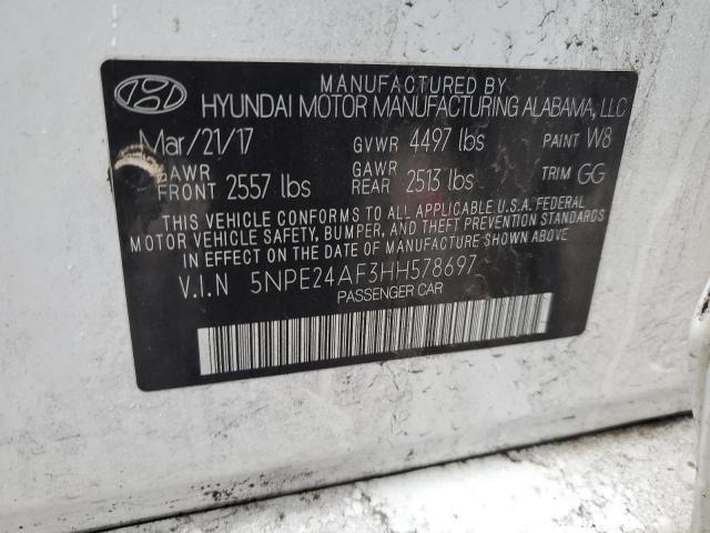 5NPE24AF3HH578697 - 2017 HYUNDAI SONATA SE WHITE photo 13