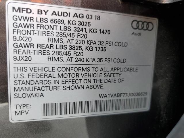 WA1VABF77JD036629 - 2018 AUDI Q7 PRESTIGE 灰色 照片 13