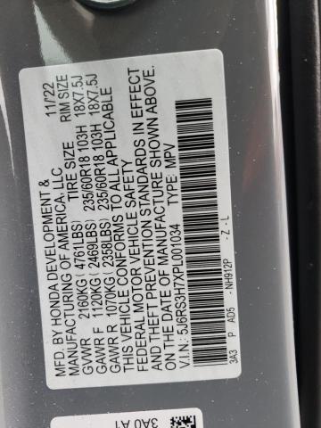 5J6RS3H7XPL001034 - 2023 HONDA CR-V EXL GRAY photo 13