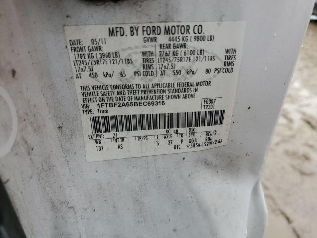 1FTBF2A65BEC69316 - 2011 FORD F250 SUPER DUTY WHITE photo 12