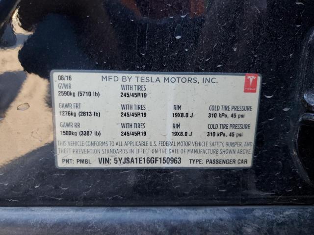 5YJSA1E16GF150963 - 2016 TESLA MODEL S BLACK photo 13