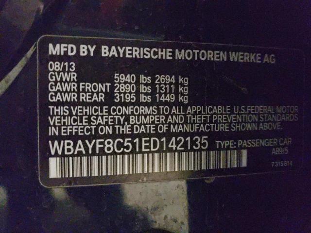 WBAYF8C51ED142135 - 2014 BMW 750 LXI BLUE photo 12