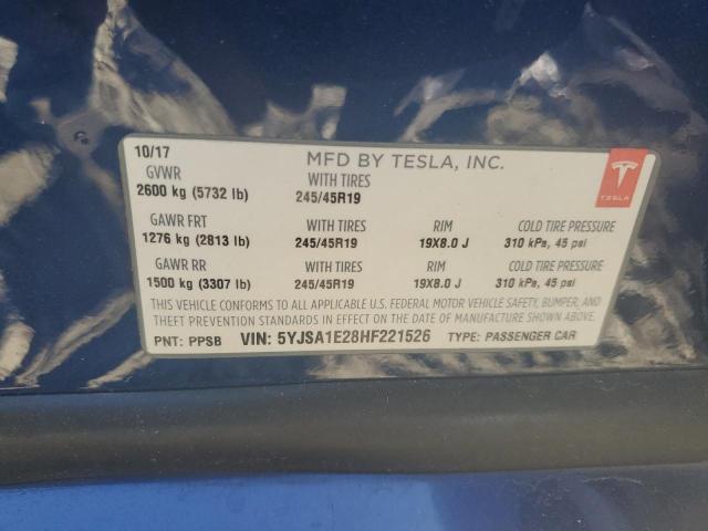5YJSA1E28HF221526 - 2017 TESLA MODEL S Mavi foto 13