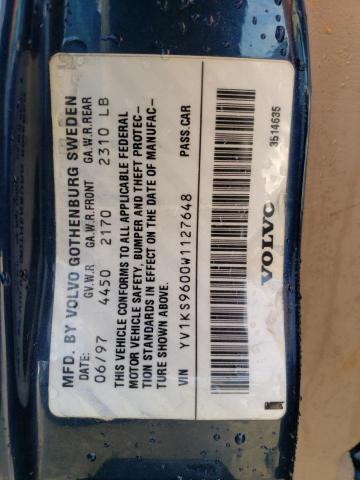 YV1KS9600W1127648 - 1998 VOLVO S90 Czarny zdjęcie 12