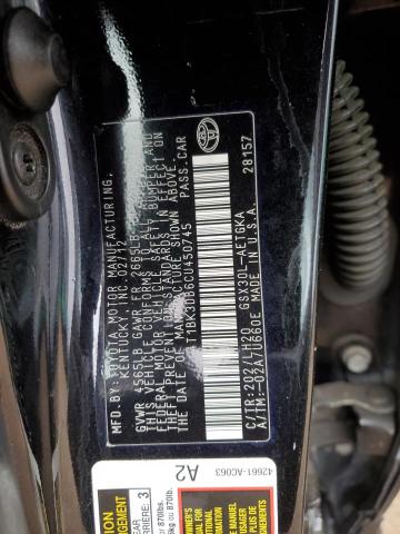 4T1BK3DB6CU450745 - 2012 TOYOTA AVALON BASE 黑色 照片 12