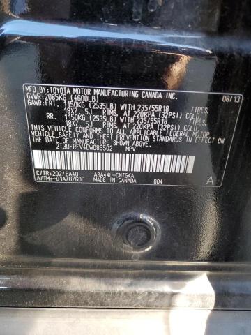 2T3DFREV4DW085502 - 2013 TOYOTA RAV4 LIMITED BLACK photo 13