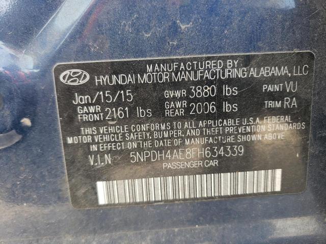 5NPDH4AE8FH634339 - 2015 HYUNDAI ELANTRA SE BLUE photo 13