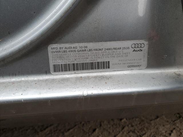 WAUSF78K49N031321 - 2009 AUDI A4 PREMIUM PLUS GRAY photo 12