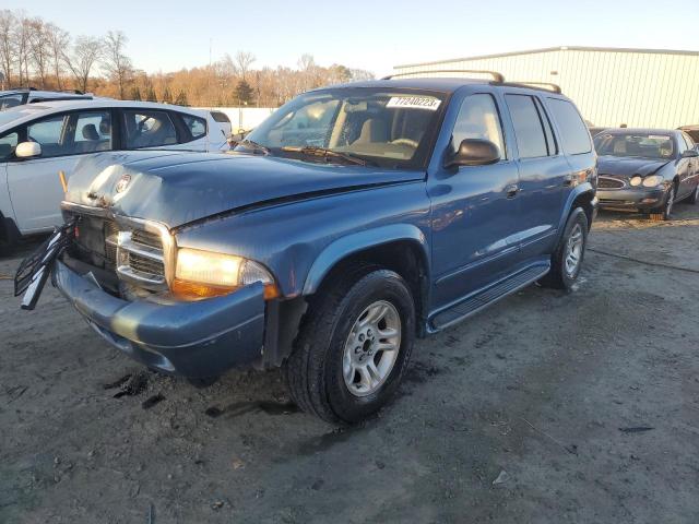 1B4HR48NX2F210134 - 2002 DODGE DURANGO SLT BLUE photo 1