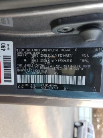 5TDYRKECXNS082153 - 2022 TOYOTA SIENNA XLE GRAY photo 13